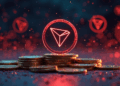 Logo de Tron y varias monedas de doradas.