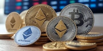monedas de Ethereum y bitcoin.