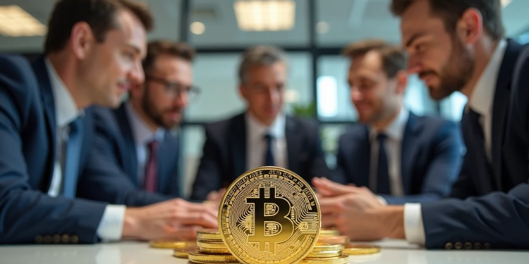 empresarios comprando bitcoin.