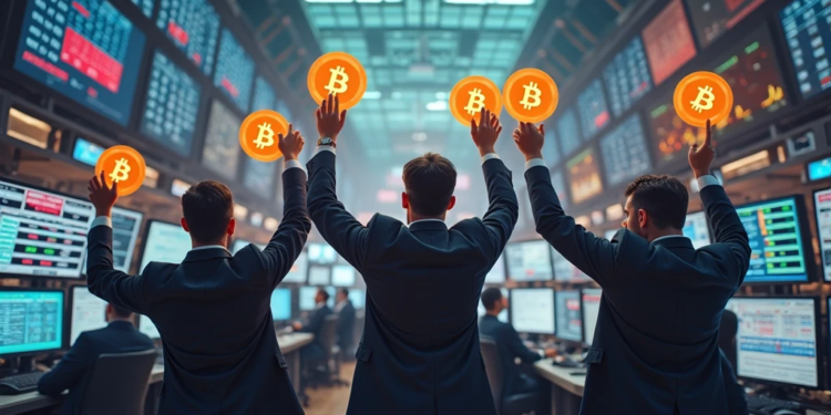 inversionistas sosteniendo bitcoin en las manos.