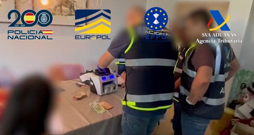 Foto de organización desarticulada por la policía española dedicada al fraude fiscal en la importación de mercancías desde China.