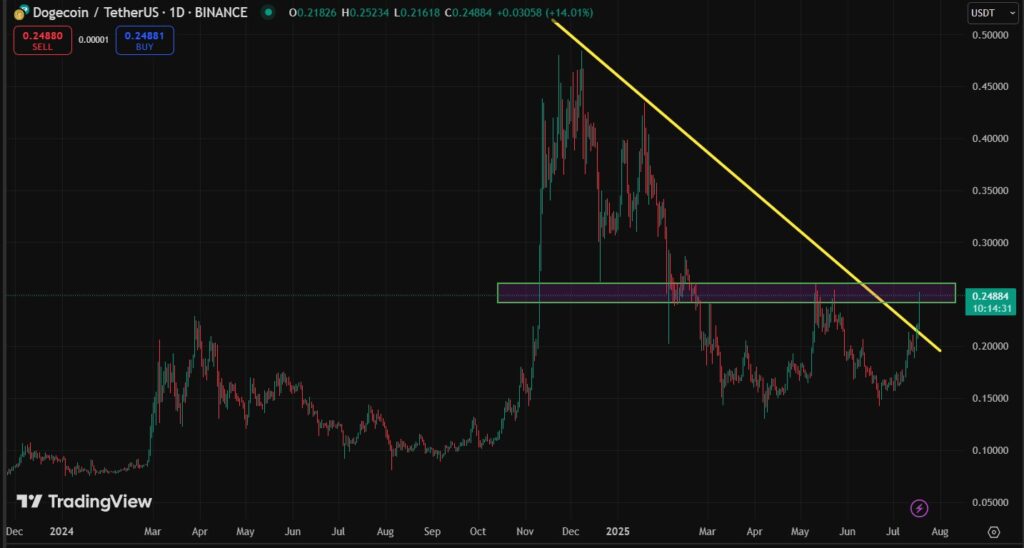 Gráfico precio de DOGE.