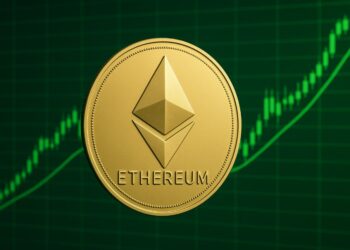 Ethereum con gráficas en verde de fondo.