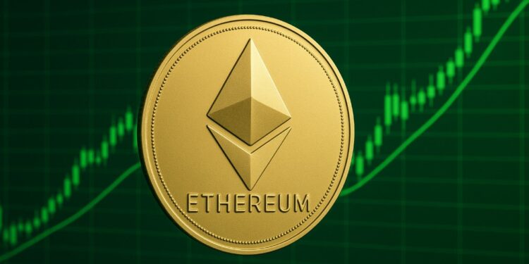 Ethereum con gráficas en verde de fondo.