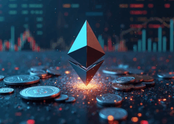 Ethereum con un fondo de gráficos.