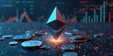 Ethereum con un fondo de gráficos.