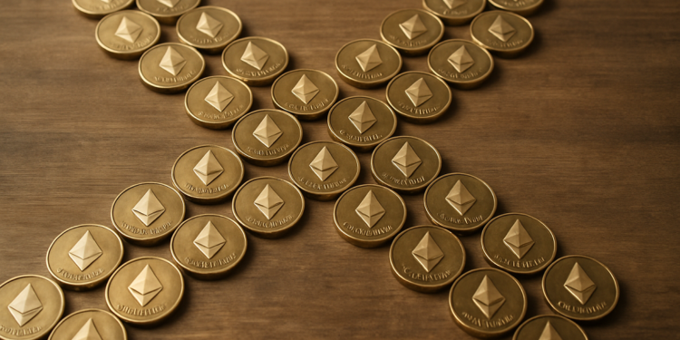 Ethereum conforma una cruz dorada.