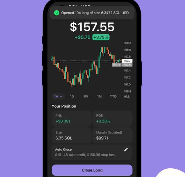Captura de la aplicacion para hacer trading de futuros en Phantom Wallet.