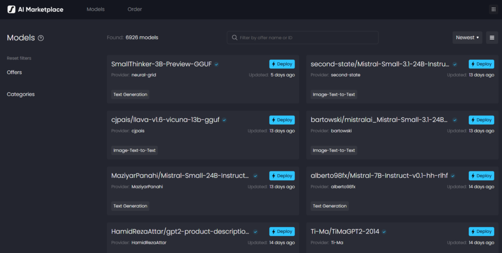 Foto del marketplace de Super Protocol.