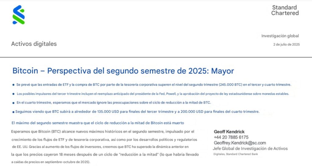 Informe del banco Standard Chartered.