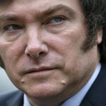 Imagen de Javier Milei, presidente de Argentina, en primerísimo plano.