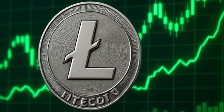 Litecoin con gráficas en verde.