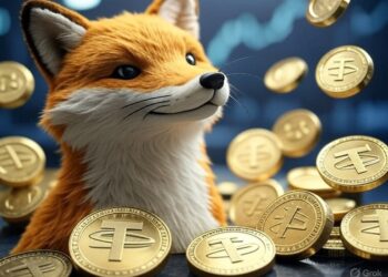 monedas de USDT y un zorro.