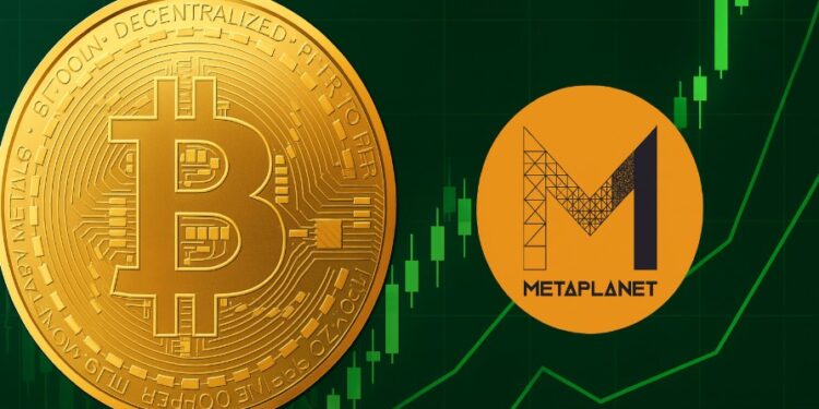 Bitcoin con Metaplanet y gráficas en verde.