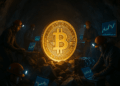 Mineros de Bitcoin trabajando en una cueva.