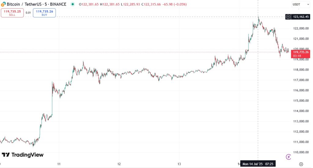 Gráfico del precio de bitcoin.