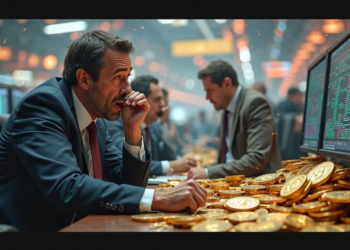 trader en la bolsa enfrentando las liquidaciones del mercado.
