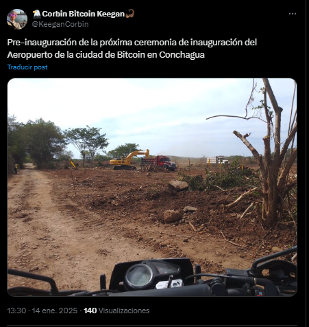 Inicios de los trabajos del aeropuerto cercano a la Bitcoin City de El Salvador.