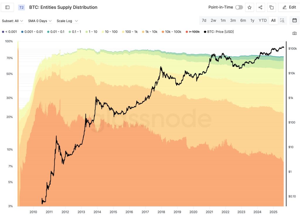 Gráfico de distribución de la oferta de bitcoin.