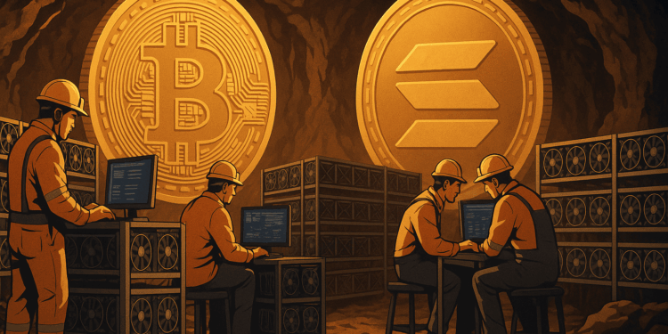 Mineros de Bitcoin expanden sus tesorerías a otros tokens como SOL y ETH. Fuente: Grok.