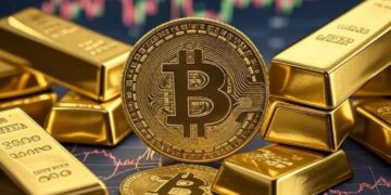 Bitcoin, oro y gráficas mixtas.