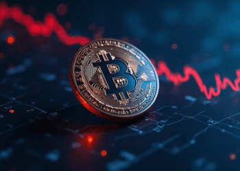 moneda de bitcoin y gráfico de fondo.