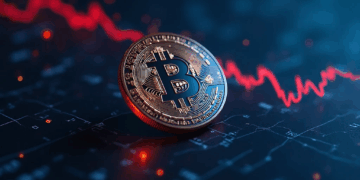 moneda de bitcoin y gráfico de fondo.