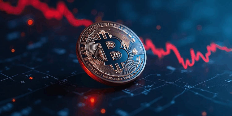 moneda de bitcoin y gráfico de fondo.