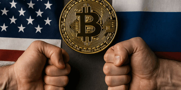 Se incrementa la tensión entre dos gigantes: Estados Unidos y Rusia. Fuente: imagen generada por CriptoNoticias mediante Dall-E, de OpenAI.