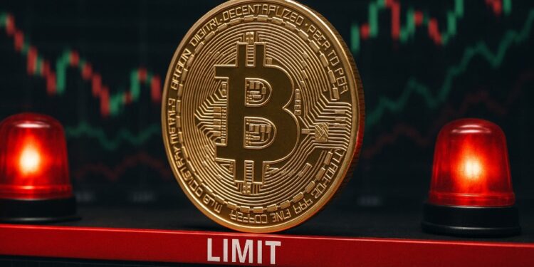 BTC en una línea limítrofe con alarmas y gráficos alrededor.