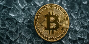 Bitcoin sobre vidrio roto.