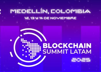 Banner del Blockchain Summit Latam 2025. Medellín Colombia en la universidad EAFIT