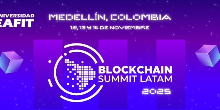 Banner del Blockchain Summit Latam 2025. Medellín Colombia en la universidad EAFIT