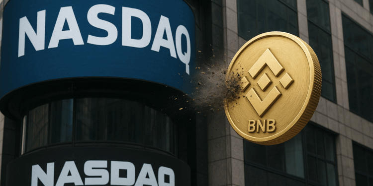 Empresa que acumula BNB fue expulsada del Nasdaq. Fuente: imagen generada mediante Dall-E, de OpenAI, por CriptoNoticias.