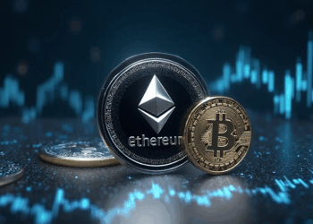 moneda de Ethereum y una de bitcoin.