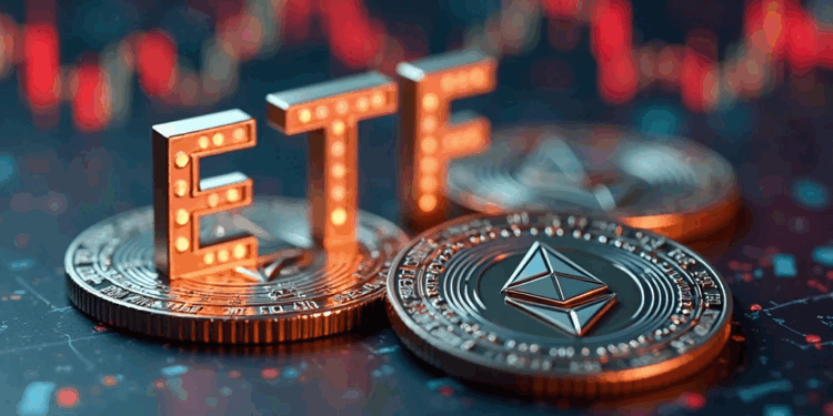 monedas de ethereum y las letras ETF.