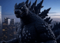 Un dinosaurio con el logo de Godzilla