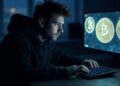 Hacker frente a una computadora.