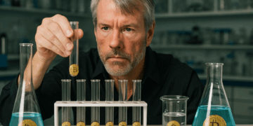 Como un alquimista financiero, Michael Saylor desarrollo la fórmula perfecta para un nuevo modelo de negocio con bitcoin. Fuente: imagen generada mediante Dall-E, de OpenAI, por CriptoNoticias.