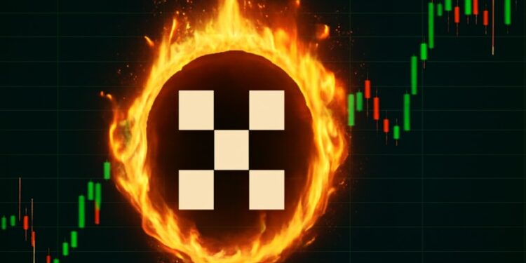 OKB envuelto en fuego y gráficas de fondo.