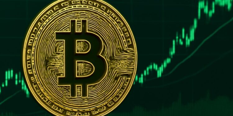BTC con gráficas verdes de fondo.