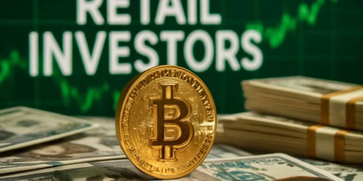 Bitcoin con dinero y gráficas en verde.