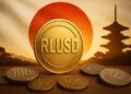 RLUSD con la bandera de Japón y un sol naciente.