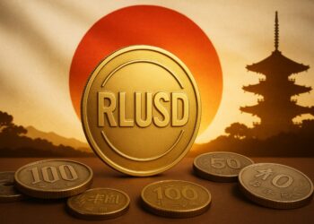 RLUSD con la bandera de Japón y un sol naciente.