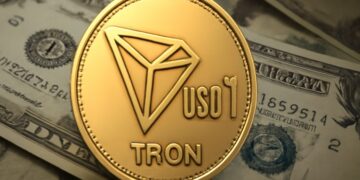 USD1 con Tron y dinero alrededor.
