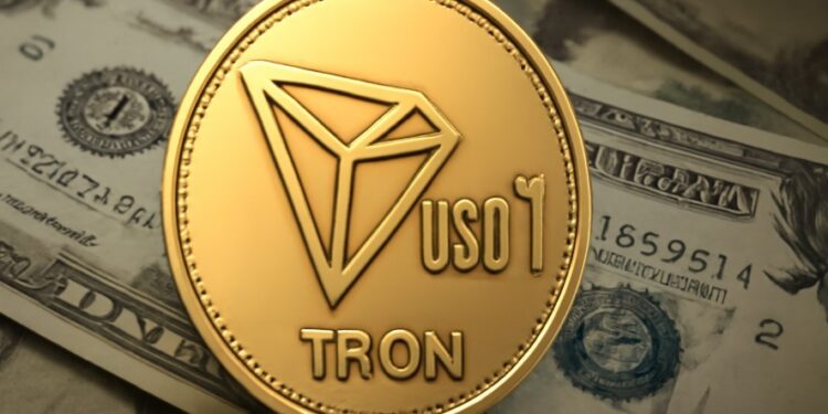 USD1 con Tron y dinero alrededor.