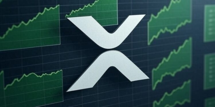 XRP con gráficas verdes de fondo.