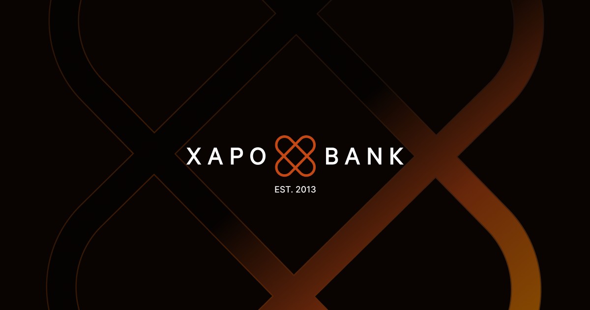 Logo de Xapo Bank en blanco sobre fondo negro.