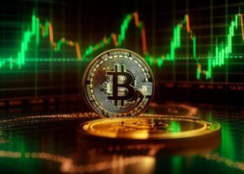BTC con gráficas en el fondo.
