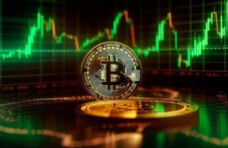 BTC con gráficas en el fondo.
